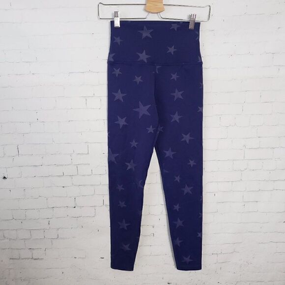 Star Cycle Leggings Size Small Dark Blue Star Print High Waisted Ankle Length - Picture 1 of 6